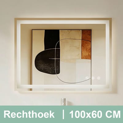 Auralum® Badkamerspiegel - Badkamerspiegel met verlichting - Wandspiegel - 3 LED standen - Dimbaar - Anti-Condens - 3000K/4500K/6500K - 100x60cm