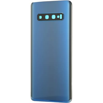 Cache Arrière en Verre pour Samsung Galaxy S10 G973 Étanche Cache Arrière en Verre avec Pièces de Ruban Adhésif pour Lentille en Verre d'Appareil Photo bleu