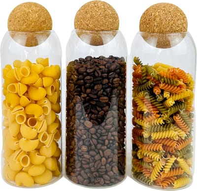 Cheffinger Glazen Voorraadpotten Set met Bamboe Deksel - 3-delig - 1150ml