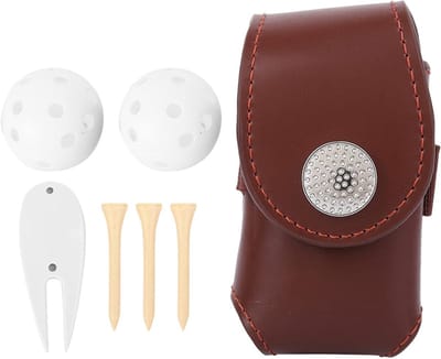 Mini golftas - Golf accessoire - Golf sport - Compact en draagbaar - Ruimte voor 3 ballen - Bruin