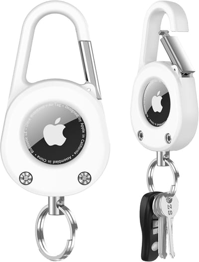 hoes voor Apple Airtag [Anti-verlies sleutelring] Harde PC beschermhoes met sleutelhanger, transparant aan beide zijden, anti-druppel anti-kras Airtags houder accessoires - wit