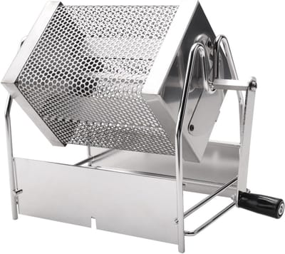 Handmatige Koffiebrander - Bonenbrander Trommel - Koffiebonen Branden - Verstelbare Hoogtes - 200g Capaciteit - Zilver