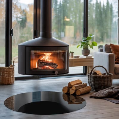 Coloray Vloerplaat Houtkachel - Vloerplaat voor Houtkachel - 100 cm x 100 cm - Vloerplaat Open Haard - Zwart Vloerplaat Kachel - Verwarmingsaccessoires - Plaat voor Onder Kachel - Kachel Vloerplaat - Vloerplaat Voor Kachel