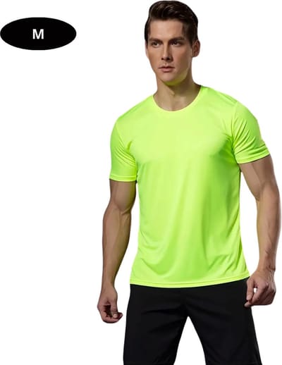 Livano Sportshirt Heren - Sport - Fitness - Compressie Shirt - Corrigerend Hemd - Sportkleding - Mannen - Groenachtig Geel - M