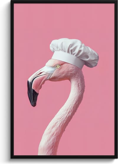 Fotolijst inclusief poster - Posterlijst 80x120 cm - Posters - Flamingo - Roze - Koksmuts - Vogel - Foto in lijst - Keuken decoratie muur - Wanddecoratie accessoires - Muurdecoratie - Schilderijen