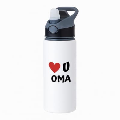 Hacebo® - love u oma waterfles met rietje zwart - Oma - de liefste oma - verjaardag - cadeautje voor oma - oma artikelen - kado - geschenk - water fles - 650ML