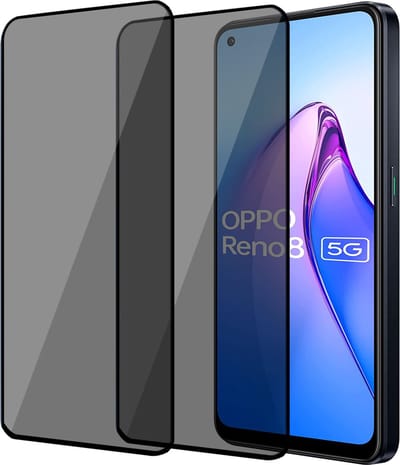 2x Geschikt voor OPPO Reno 8 - Privacy Screenprotector - Beschermglas - Privé GuardCover