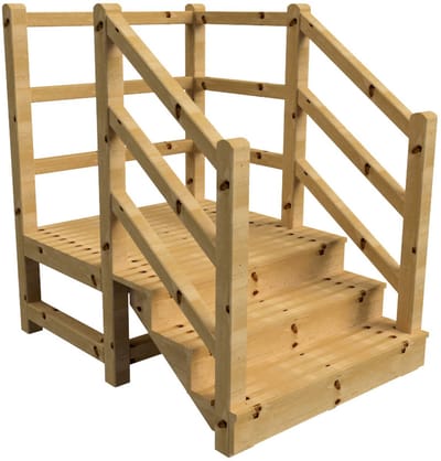 MILANO buitentrap 3 gesloten treden H54 cm - bordes L116 x B120 cm - trapleuning links en rechts - bordesleuning rechts en achteraan
