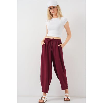 Gestructureerde Salwar Broek met Touwtjes Taille