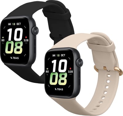 kwmobile 2x horlogebandjes geschikt voor HONOR Watch 5 (STL-L19) bandje - Smartwatch bandjes van TPU - Activity tracker horloge band in zwart / beige