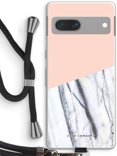 Case Company® - Hoesje met koord geschikt voor Google Pixel 7 hoesje met Koord - A touch of peach - Telefoonhoesje met Zwart Koord - Bescherming aan alle Kanten en Over de Schermrand