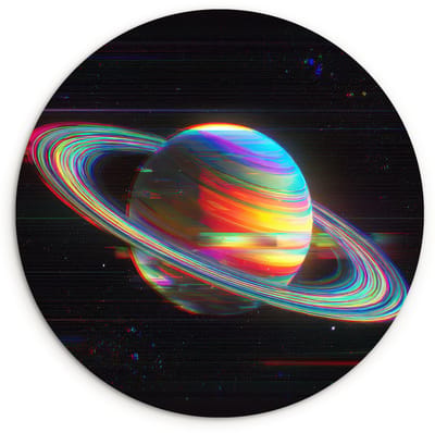 WallCircle® Wandcirkel 120x120 cm - Muurcirkel Planeet - Cirkel - Kleurrijk - Muurdecoratie woonkamer - Wanddecoratie slaapkamer - Kamer decoratie accessoires - Ronde schilderijen XXL