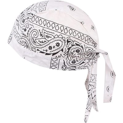 Fietsen Bandana Muts Lichtgewicht Verstelbare Pasvorm Katoen Biker Hoed Capuchon Hoofdband Hoofddoek Buiten Gebruik Atletische Hoofdbanden white