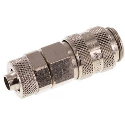 Vernikkeld Messing DN 5 Luchtkoppeling Snelkoppeling 6x8 mm Push-On Double Shut-Off - CLS5-N-BN-SV-6