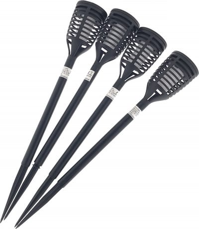 Benson Tuinfakkels - 12x stuks - solar - vlameffect - 41 cm - op zonne-energie - Prikspots tuinverlichting