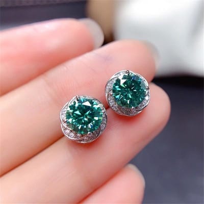 Huitan Groene Ronde CZ Stud Oorbellen Dames Zilverkleur Bloemvorm Eenvoudig Elegant Vrouwen Oorbel Piercing Accessoires Nieuwe Sieraden brown