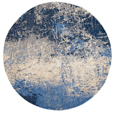 Wasbaar Binnen & Buiten Vloerkleed - 240 x 240 cm - Louis De Poortere Cracks Abyss Blue - Laagpolig Tapijt - Gerecycled PET - Made in Belgium - Circulair