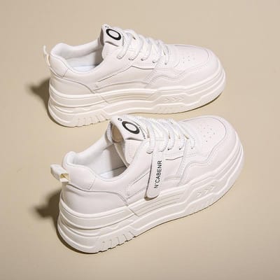 Leren Boardschoenen Dames Lente Nieuwe Dikke Zool Verhogend Witte Schoenen Kinderen Veelzijdige Casual Schoenen Dames Sportschoenen 40 white