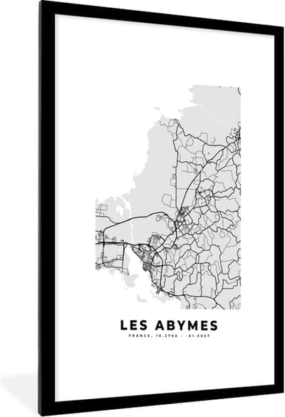 Fotolijst incl. Poster - Frankrijk - Les Abymes - Stadskaart - Plattegrond - Kaart - 60x90 cm - Posterlijst