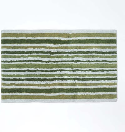 Homescapes Antislipbadmat met streeppatroon 100% katoen, groen en grijs