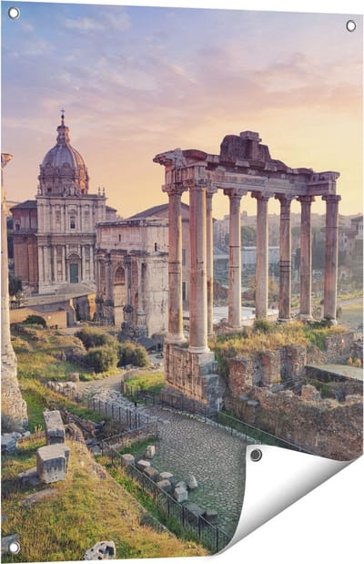 Gards Tuinposter Romeins Architectuur in Rome, Itali� - 60x80 cm - Tuindoek - Tuindecoratie - Wanddecoratie buiten - Tuinschilderij