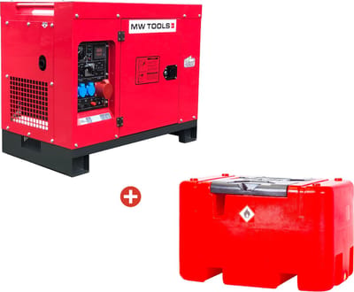 Complete power pack met dieselgenerator 10kW en externe dieseltank 440 liter. MW Tools DG100EPACK2