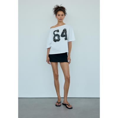 Stradivarius Oversized T-shirt met grafische print  Ecru XS