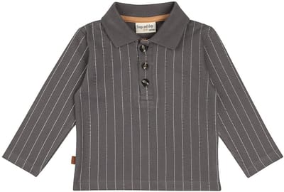 Frogs and Dogs - Little Hero Baby Polo Striped | Smoked Pearl - Katoen - Maat 50/56