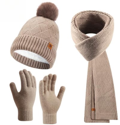 Set van 3 mutsen, sjaals en handschoenen - Muts 22x27cm - Geschikt voor hoofdomtrek 54-58cm - Sjaal 180x28cm - Handschoenen 23x9cm - Set voor warme buitenkleding in de herfst/winter - Benodigdheden voor de herfst/winter - Warme kleding
