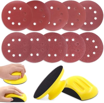 62 Stuks Hand Schuurblokken en Schuurpads met 60 Stuks Schuurdiscs voor Houtbewerking en Meubelrestauratie