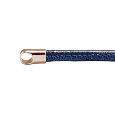 Quiges Leren Ketting Blauw zonder Sluiting Clipring voor Hangers - RVS - Dames - 46cm - EPK092