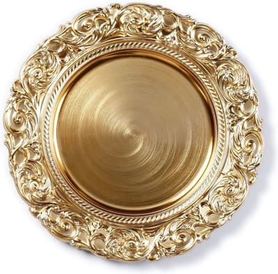 Kaarsenbord-plateau - Kunststof - rond - goud - D33 cm - Kaarsenonderzetter