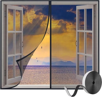 Raamhor Zwart - Insectenhor Raam - Insecten Buiten Houden - Magnetische Sluiting - 60x160cm - Zwart