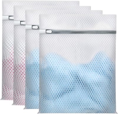 Waszakken - voor Ondergoed en Kleding - Reisetui Verdikte Honingraat Mesh Waszakken - Super Duurzaam met Rits - Beschermt Kleding in Wasmachine - Formaat 30x40 cm - Set van 4 Stuks