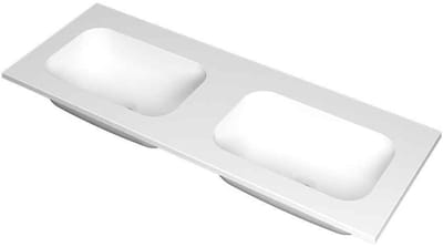 INK Faktor Wastafel Polystone Dubbel Zonder Kraangaten - 1200x450x15 mm - Mat Wit