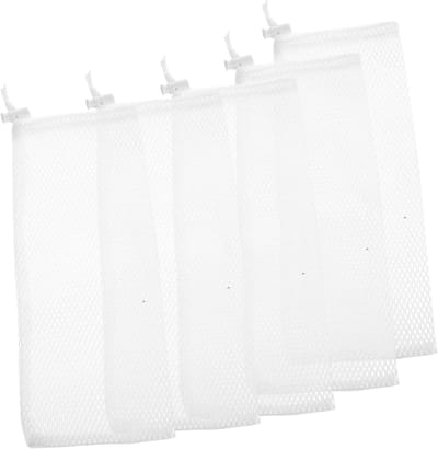 Vogelvoedernet van duurzaam polyester, 5 hangende voederzakken met trekkoord, scheurvast zakje voor wilde vogels, ideaal voor zaden en voer het hele jaar door