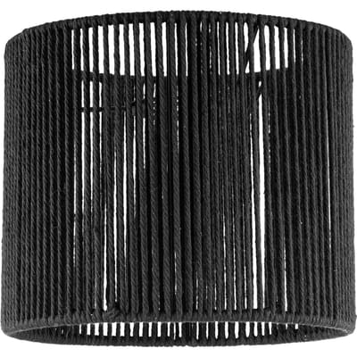 Papieren Woven Lampenkap - Cilindrisch - Black - Moderne stijl - ø20 x 17 cm - E27 fitting - Voor Wandlampen en Tafellampen - Ontworpen voor woonkamer en eetkamer