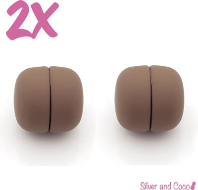 SilverAndCoco® - Hijab Magneten | Magneet voor Hoofddoek - Bruin (2 stuks) + opberg tasje