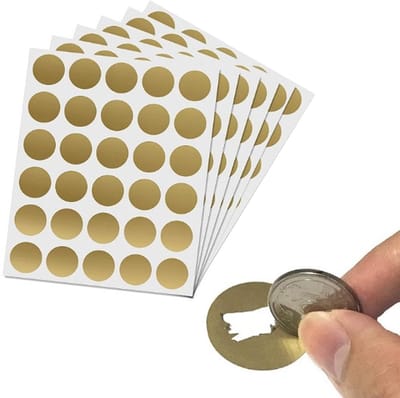 Dailygoods- Krasstickers 180 Stuks - Ronde Zelfklevende Krasstickers - Kraslabels - Kraskaarten - Voor Wenskaarten - Sterke Dekkingssterkte