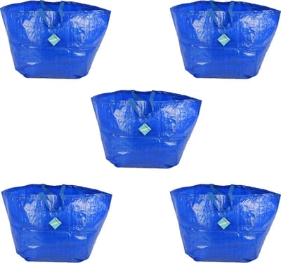 Jumbo Opbergtassen Set 5 Stuks - Duurzaam Kunststof, 60L - Blauw - Ideaal voor Boodschappen, Reizen & Organiseren