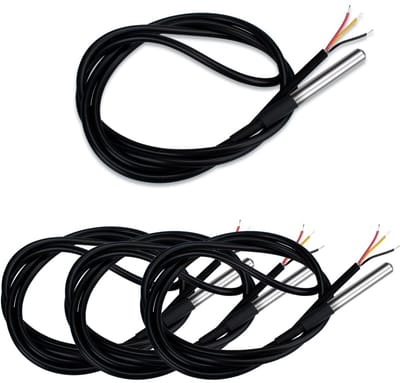 4 Stuks Digitale Temperatuursensor RVS - Waterdichte Sensor met 1 Meter Kabel