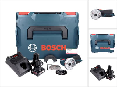Bosch GWS 12V-76 Professional accu-haakse slijper 12 V 76 mm borstelloos + 2x accu 6,0 Ah + oplader + L-Boxx