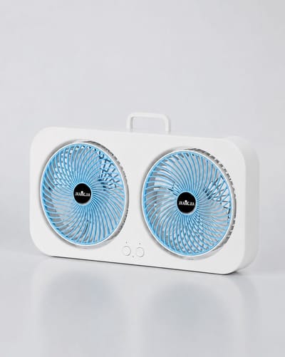 Krachtige JKANGJIA Ventilator - Hang + Tafel Ventilator met dubbel Motor en dubbel Fan - Telefoonhouder op Ventilator - 180graden Kantelbaar - 3 modi's/standen - Voor de Ultieme Verkoeling - Kleur:Wit