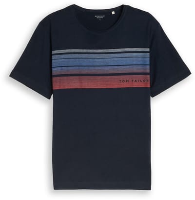 Tom Tailor - T-shirt met print op de borst - Maat XXL - sky captain blue