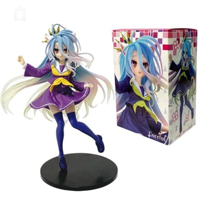 Figurine Anime No Game No Life 19cm Figurine Shiro Oreilles de Chat Uniforme Scolaire Version Jouet Cadeau Figurine d'Action PVC Ornement de Collection Figure
