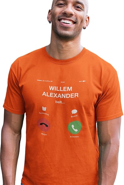 Oranje Koningsdag T-shirt - Maat XS - Willem Alexander Belt - Heren Feestkleding & Carnavalskleding