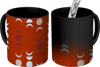 Magische Mok - Foto op Warmte Mokken - Koffiemok - Maan - Rood - Patroon - Magic Mok - Beker - 350 ML - Theemok