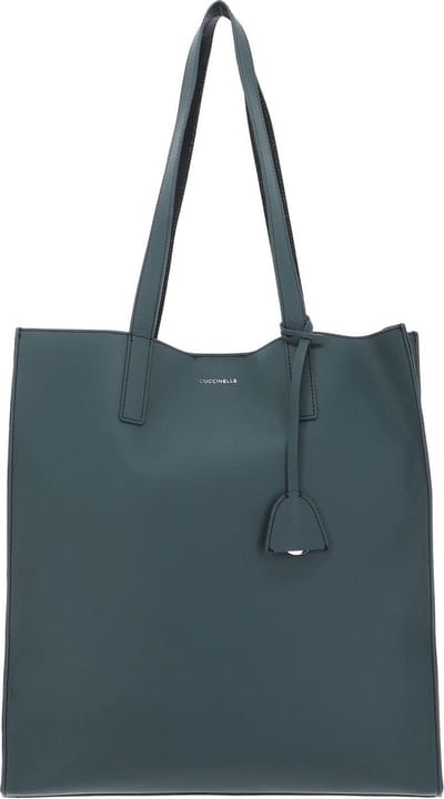 COCCINELLE Leren Schoudertas Easy Shopping Handbag Double Grained Leather Kale Green / Noir Groen