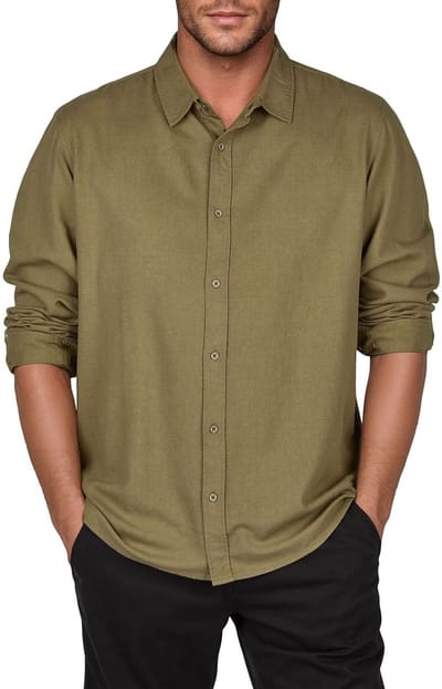 riverso Heren Overhemd RIVFabrizio regular fit Olijf 3XL Volwassenen Linnen overhemd