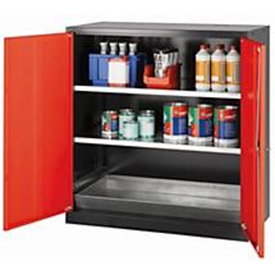 asecos CS-CLASSIC chemische opslagkast, scharnierende deuren, voorzijde in verkeersrood, B 1055 x D 520 x H 1105 mm